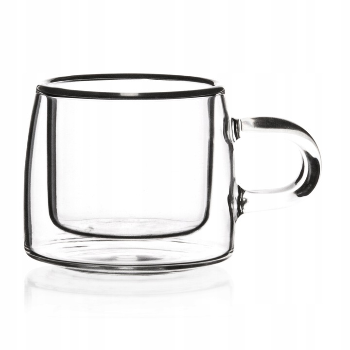 Set 2 cesti cafea, Homla, Sticla, Perete dublu, 80ml, Transparent