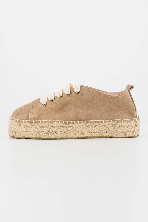 Manebi, Nyersbőr espadrille cipő, Tópbarna, 36