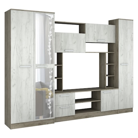Set mobila living Flora K002/K001, 270X54X210 cm, stejar