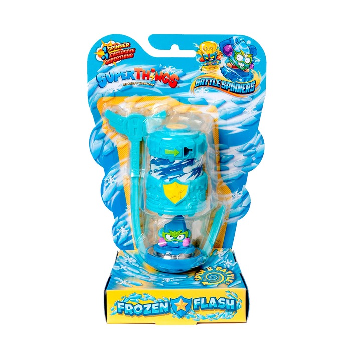 Игрален комплект с фигурки Frozen Flash Battle Spinner SuperThings серия Rivals of Kaboom, 25,5 x 15,5 x 7 cm