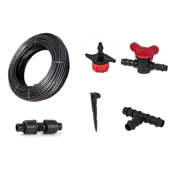 Комплект Mini Lite TRAX315, За капково напояване, За градини, оранжери и ливади, ф16х1.0 мм, 40 метра, Черен