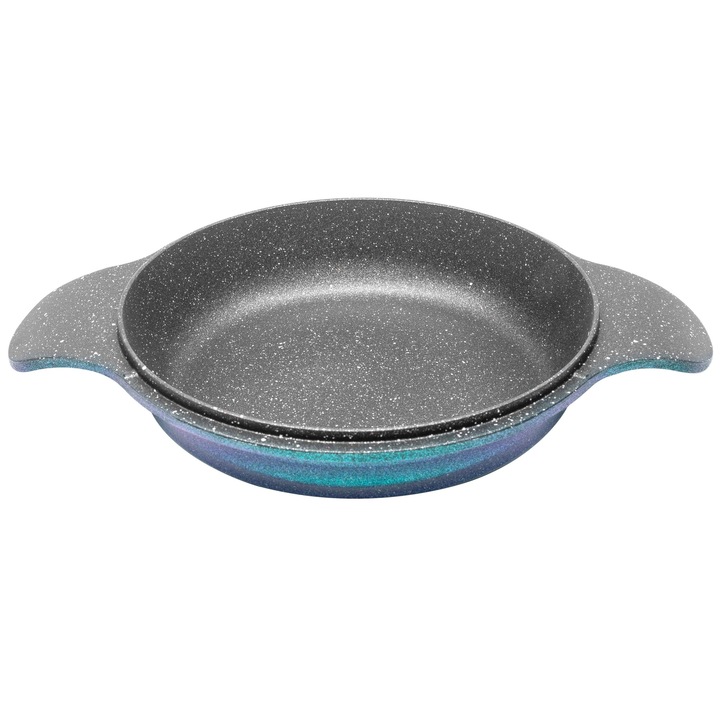 Caserola joasa Neoklein CSL20-OceanBlue, 20 cm, fara capac, aluminiu turnat, invelis anti-aderent, Albastru
