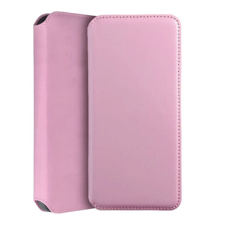 Кожен калъф Flip Cover за Samsung Galaxy A03 със слот за карта, елегантен дизайн, магнитно закопчаване, портфейл, розов