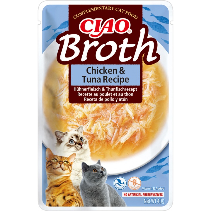 Ciao Broth nedves macskaeledel, csirkével és tonhallal, 40 g