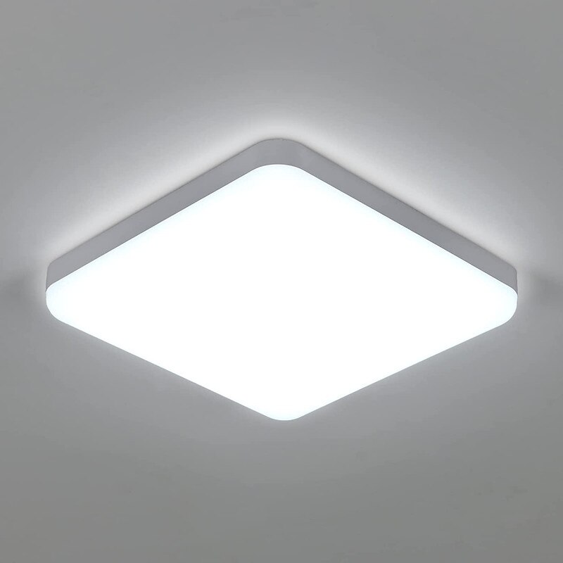 Plafoniera Cu Led, Goeco, 32w, IP54 impermeabila, Lumina Rece 6500K, Diametru 25 cm, Plastic, Patrat, Alb, Pentru Sufragerie, Dormitor, BucaTaRie, Hol