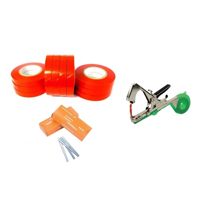 Set Aparat pentru legat Vita de Vie cu 2000 capse,20 role banda rosie