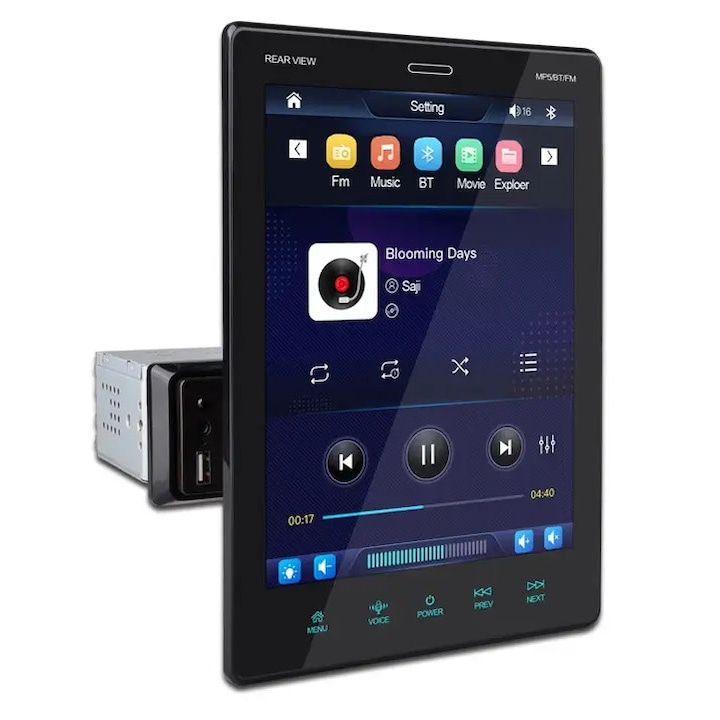 Player MP5 Android 1DIN universal, Full HD cu ecran TFT 9.5'' cu touch screen, Bluetooth