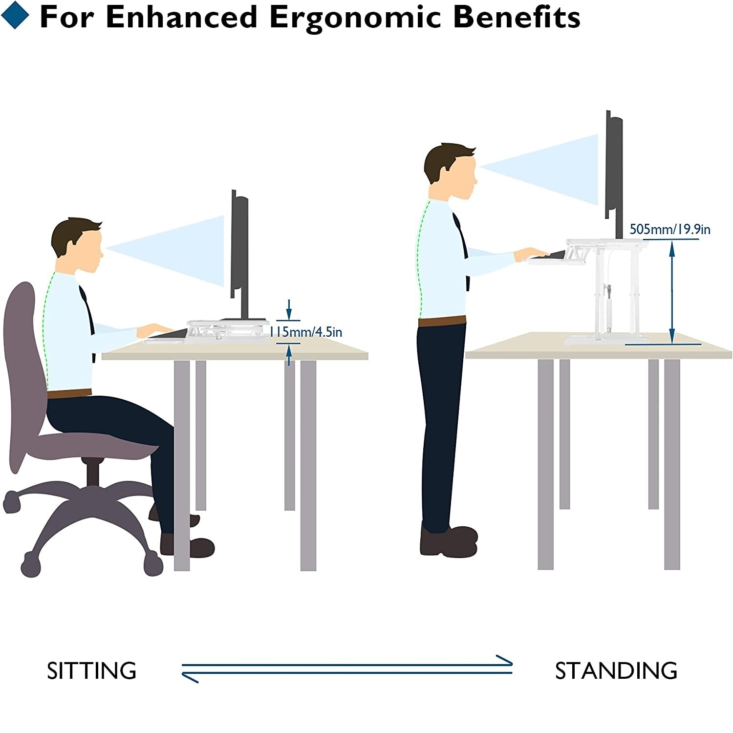 Stand de lucru pentru laptop si computer, Bontec, 80 x 40 x 50 cm