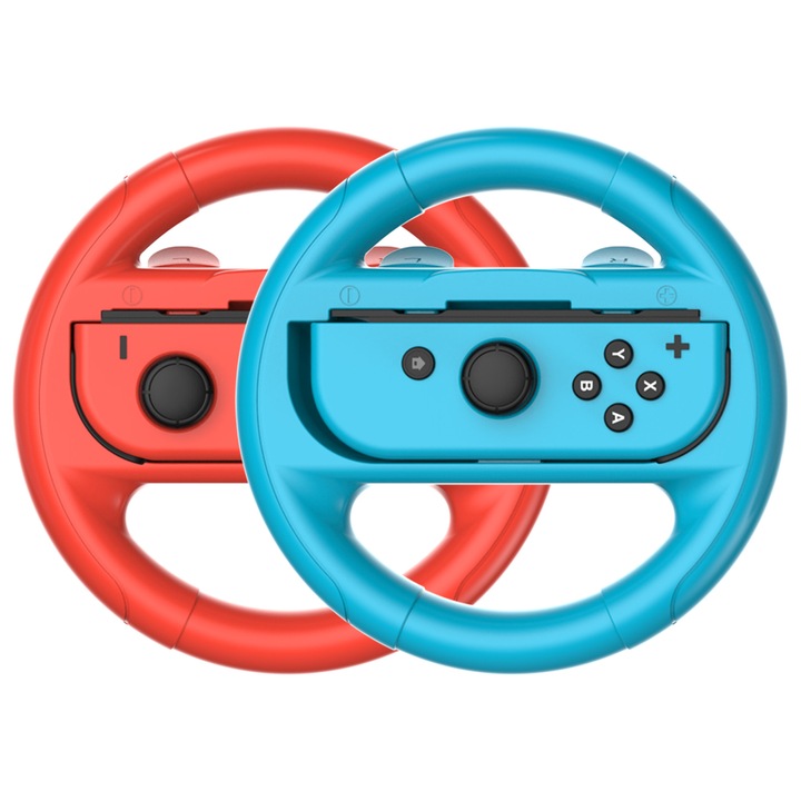 Accesorii pentru tabla de jocuri, Joy-Con Wheel Pair, NAXSIR, pentru Nintendo Switch, Set de 2, rosu/albastru