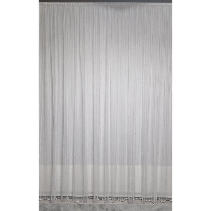 Perdea borangic alb cu insertii argintii 300 × 230