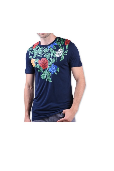 Jack & Jones mintás póló, sötétkék, karcsúsított szabású, L-es méret