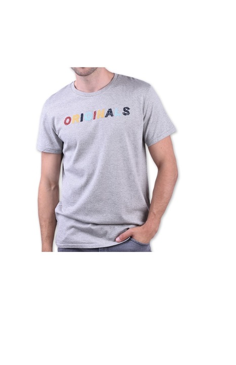 Jack & Jones szürke póló, mintával, normál szabású, L-es méret