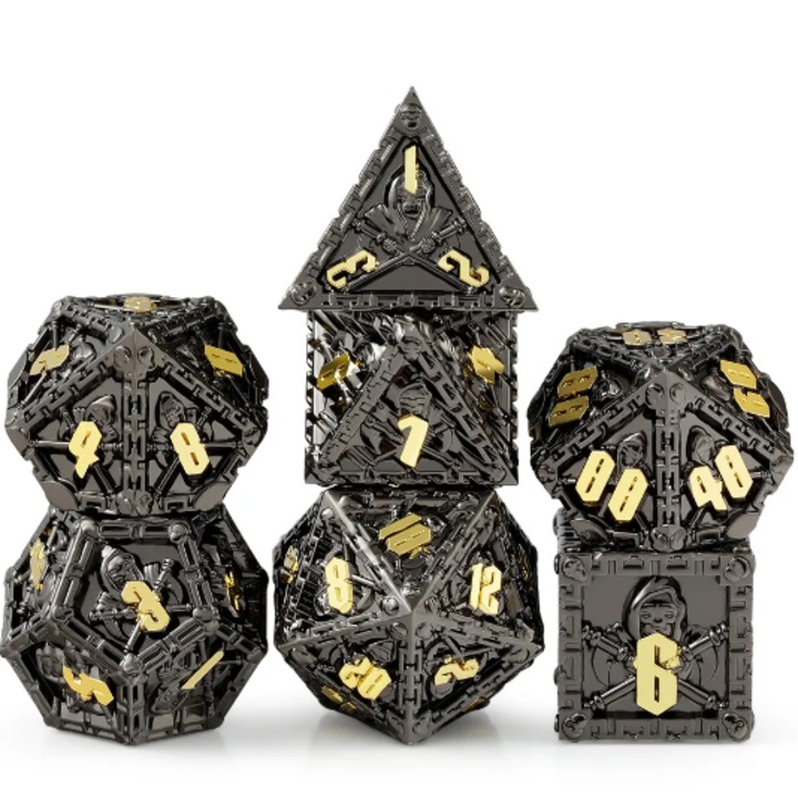 Set 7 zaruri Black Death, Plastic, Gri