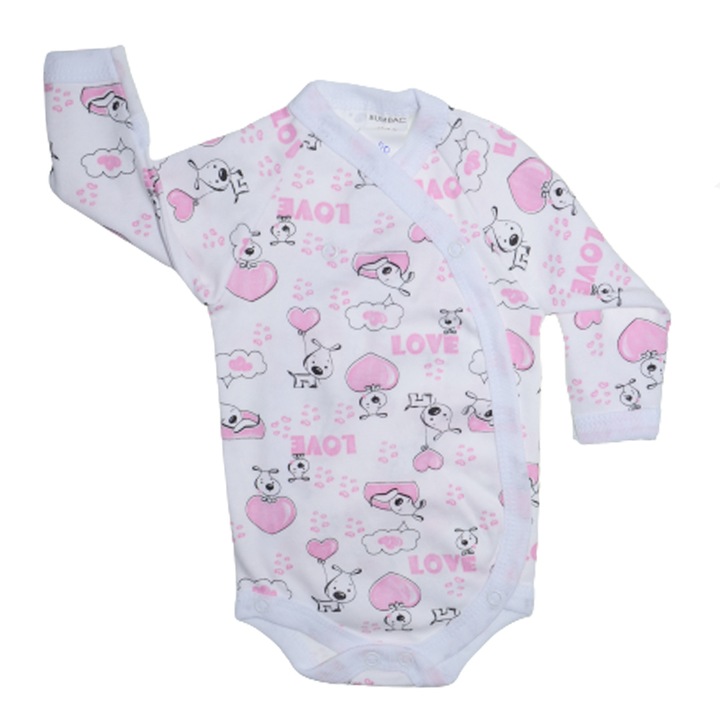 Body cu maneca lunga pentru fete Mini Bimbi 100323-4-48, Alb 91771