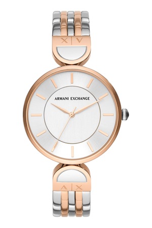 ARMANI EXCHANGE, Часовник от неръждаема стомана с лого, Сребрист ...