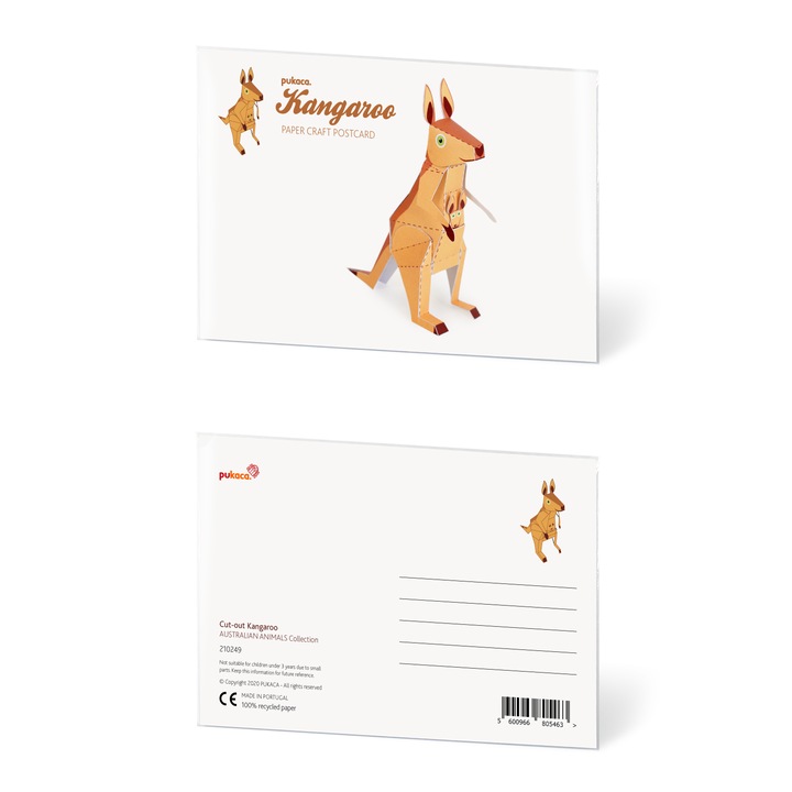 Felicitare craft de construit un cangur din hartie, PUKACA