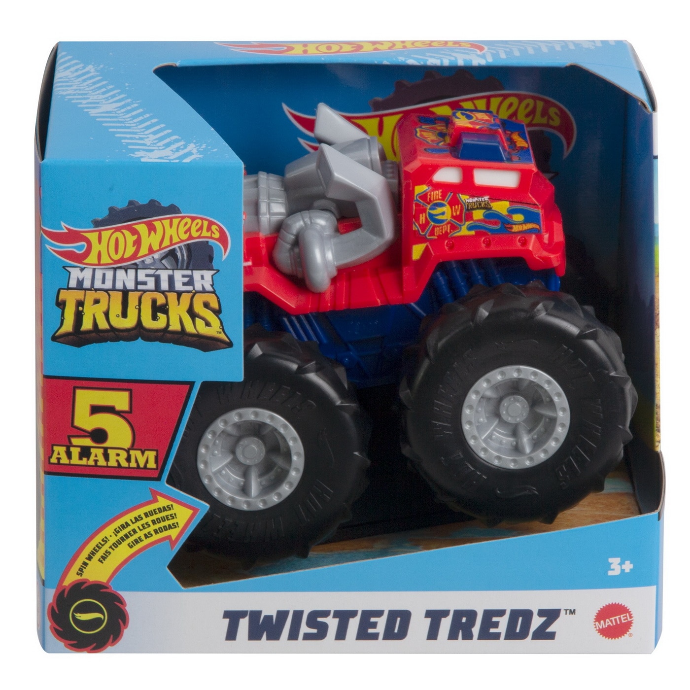 Masinuta Hot Wheels Monster Trucks - Twisted Treadz, 5 Alarm, 1:43