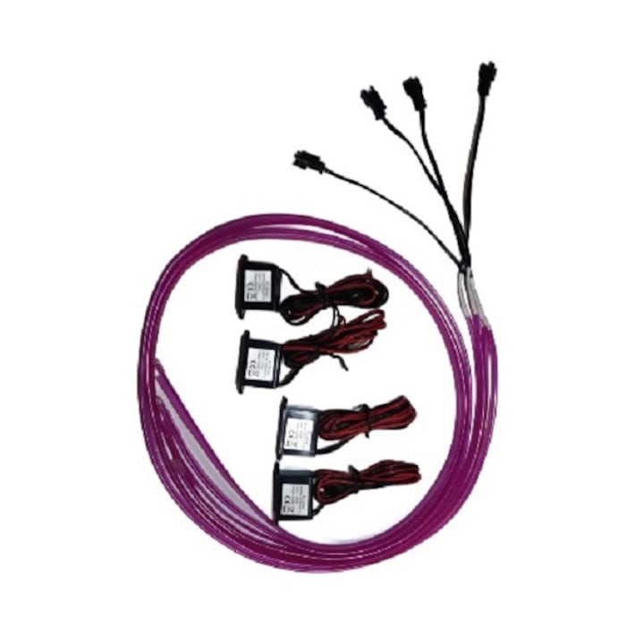 Kit Lumini Ambientale Neon Flexibil Purpuriu pentru Portiere Auto
