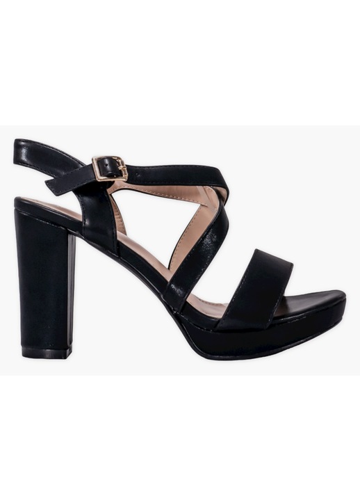 Sandale dama cu toc, Moda Stil, Kassandra, Piele ecologica, Negru