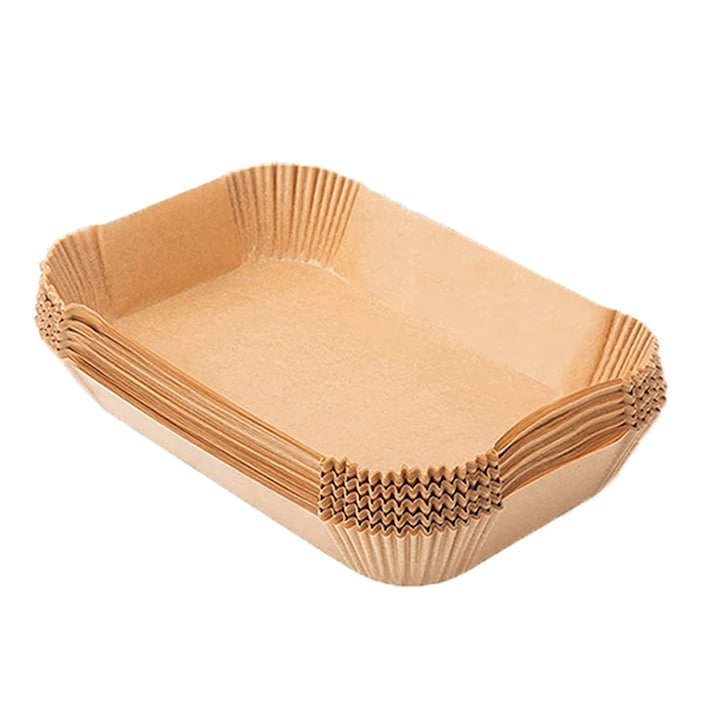 Set 100 hartii de copt pentru AirFryer, Amtok, Unica folosinta, 22x14x4.5cm, Maro