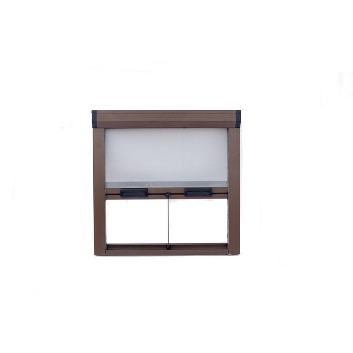 Plasa tip rulou, INSECTE STOP, din aluminiu, completa impotriva tantarilor, culoare maro, dimensiuni 120 x 90 cm