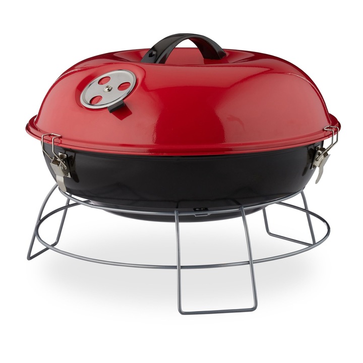 Скара на дървени въглища, кръгла, преносима, 27 х 36 см