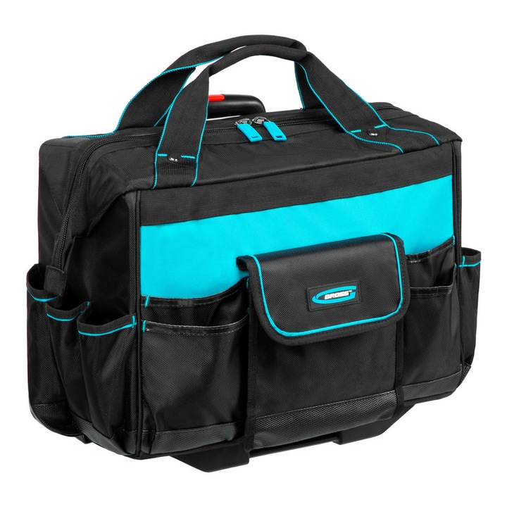 Geanta pentru scule si unelte, 460x240x340mm, cu roti si maner retractabil, Gross