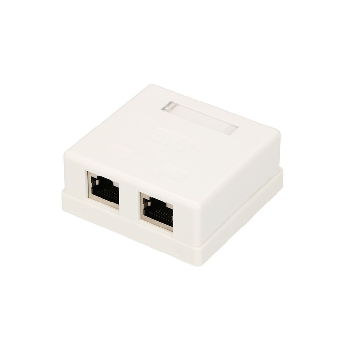 Priza de perete Extralink 2x RJ45 KAT5E STP, cabluri si accesorii pentru retele de date stabile, protectie impotriva interferentelor si conectivitate rapida