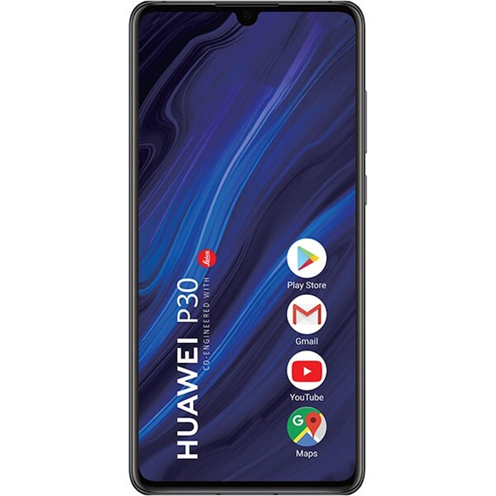Мобилен телефон Huawei P30, С две SIM карти, 128 GB, 8 GB RAM, Черен