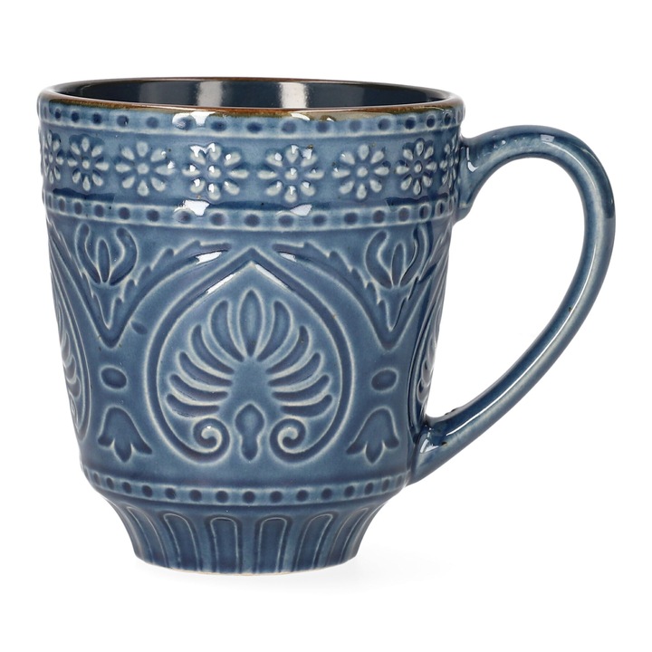 Bögre, Homla, Dombornyomott minta, 400ml, Kék