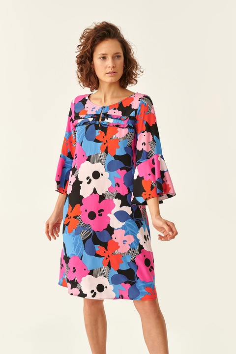 Tatuum, Rochie cu model floral, Rosu/Roz/Albastru