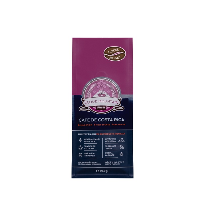Cafea Boabe de Specialitate House Roast din Costa Rica, Cloud Mountain Coffee, Aroma de Citrice, 250 g