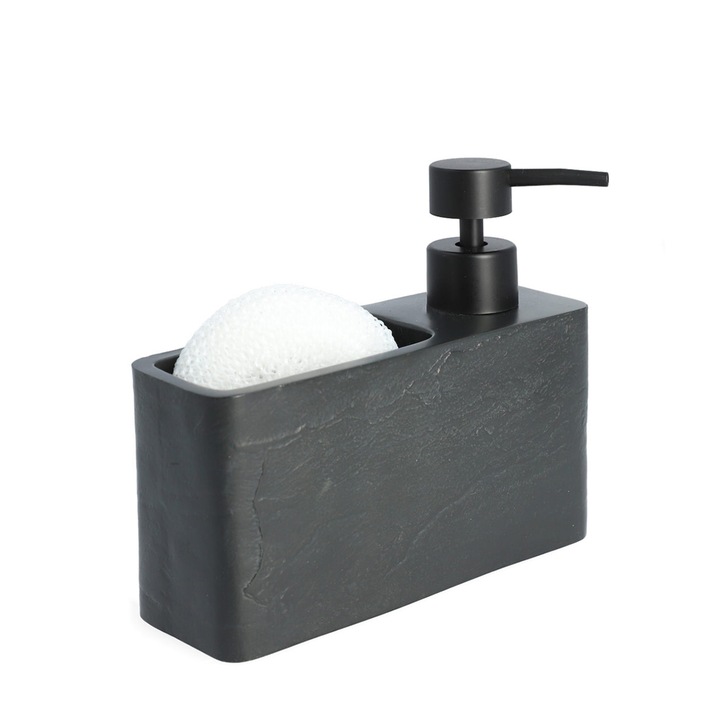 Dispenser sapun Teana, Homla, Plastic, 17 x 15 cm, Negru
