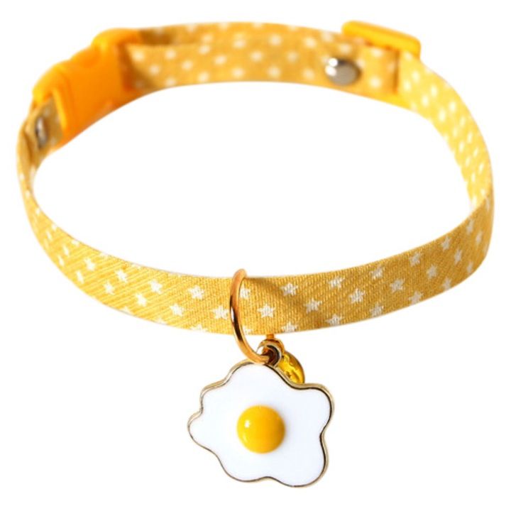 Нашийник за домашни любимци, регулируемо, камбанка, размер M, обиколка на врата 20-30 см, жълто