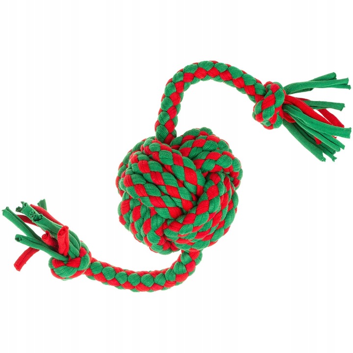 Jucarie pentru caini, coarda de lupte pentru caini, Wesolypupil, Bumbac, Verde/Rosu, 30x7 cm