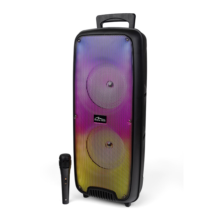 Boxa Portabila wireless Media-Tech FLAMEZILLA MT3178, Radio FM, MP3 Player, Karaoke,20W RMS, iluminare RGB, Negru