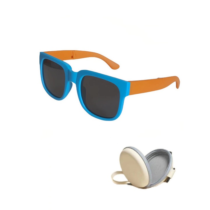 Gyermek napszemüveg, Műanyag, Polarizált, UV400, Kék/Narancs