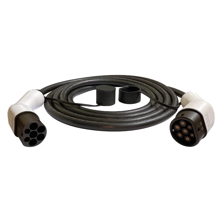 Cablu de incarcare vehicule electrice, Chigoods, 32A, 22KW, Compatibil cu Tesla/Volvo, Alb/Negru