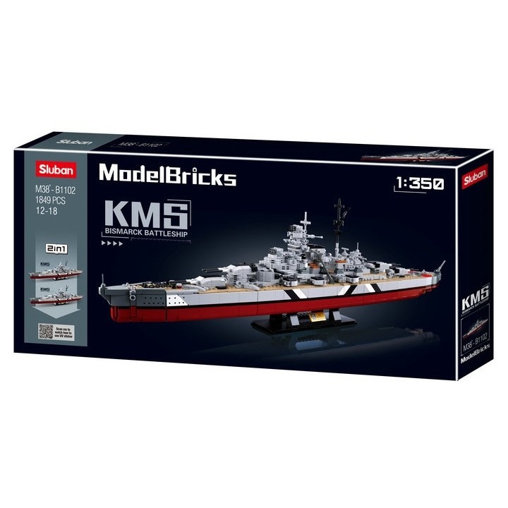 Set de constructie, Sluban, Nava de razboi KMS, Multicolor