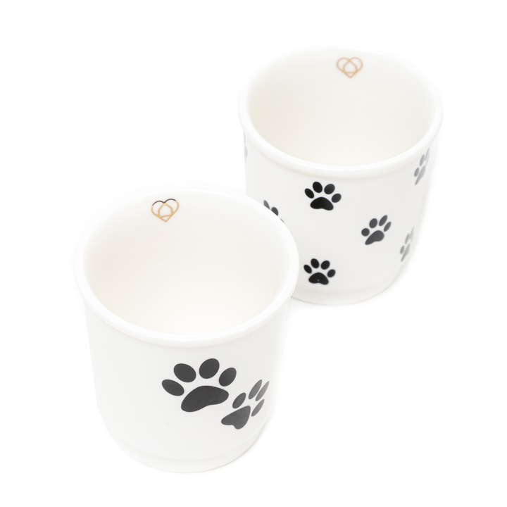 Set 2xpahare espresso, Portelan, 8ml, Alb/Negru