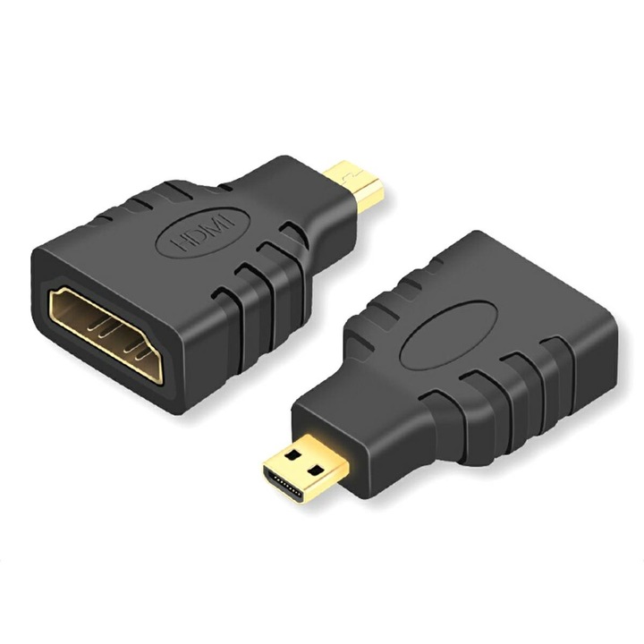 Преходник HDMI женски към микро HDMI мъжки, Aptel, черен