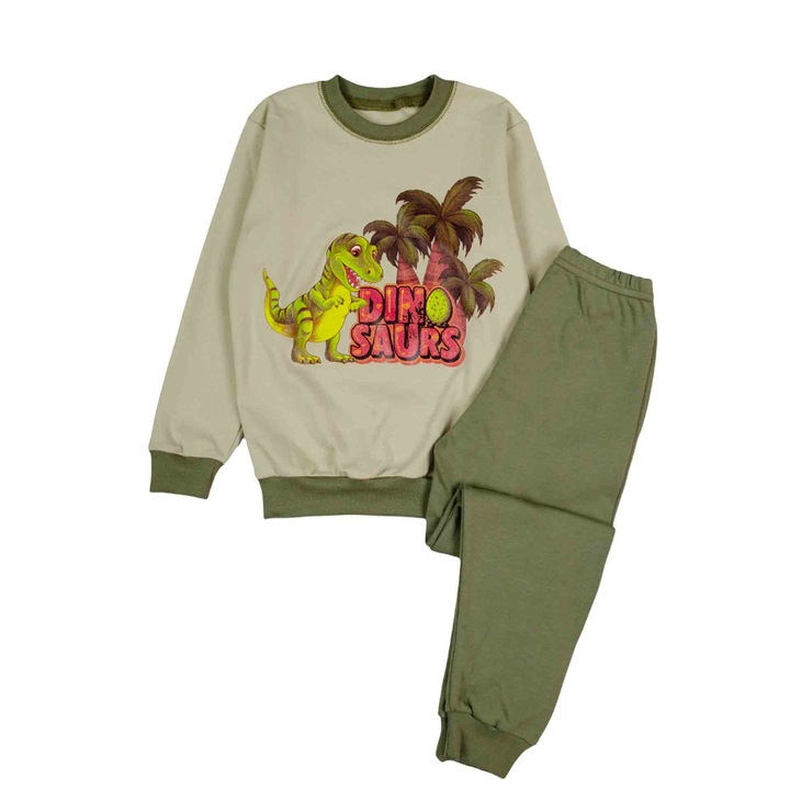 Pijamale pentru baieti Dinozaur, Tup Tup, Bumbac, Verde, Verde