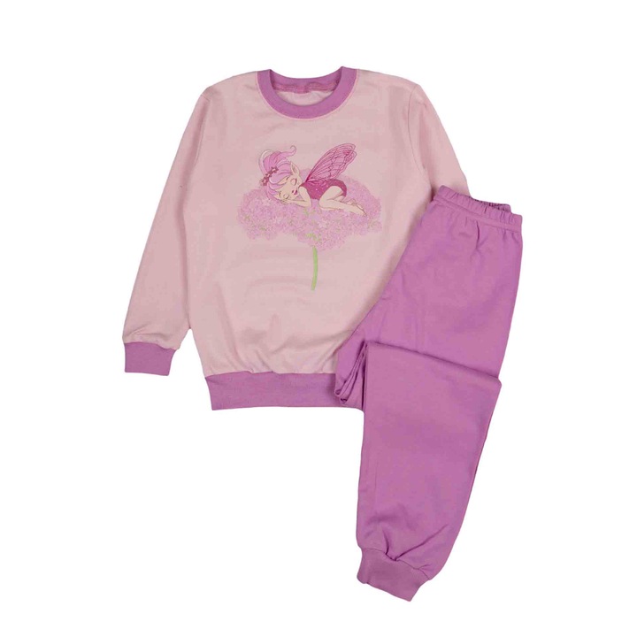 Pijamale pentru fete Fairy, Tup Tup, Bumbac, Roz/Mov, Mov/Roz