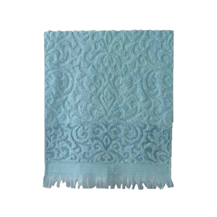 Хавлиена кърпа с ресни, 100% памук, 50 х 85 см, Аквамарин