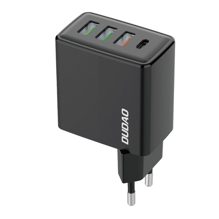 Incarcator Retea Universal Dudao, 3 x Port USB & USB Type-C, 20 W, Quick Charge, Negru