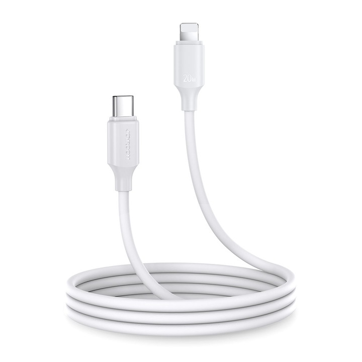 Cablu de date si incarcare Joyroom, USB Type-C - tip Lightning, 20 W, Viteza Transfer 480Mbps, Rezistent & Flexibil, Lungime 1 m, Alb