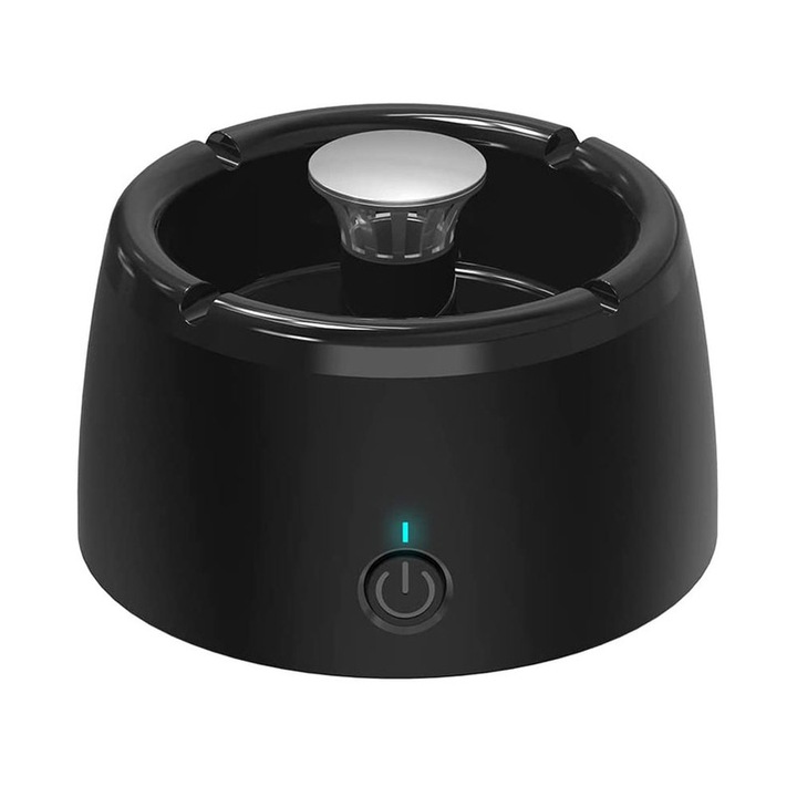 Електрически пепелник с директно засмукване, BOMSTOM, с филтър против дим, който елиминира дима и миризмата, епоксидна смола против топене, пречиствател на въздуха, батерия 2000 mAh, черен