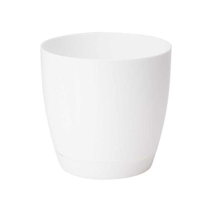 Ghiveci cu farfurie, Toscana, diametru 11 cm, alb, plastic, Plastor Trading