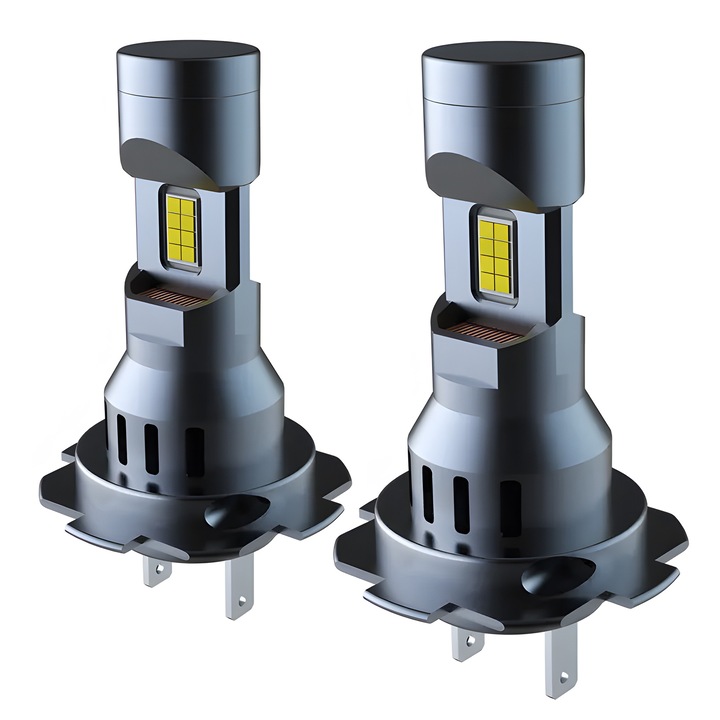 H7 LED Izzókészlet, AutoREY®, 2 Darab, 55W Teljesítmény, 25000 Lumen, 6000K Hidegfehér Fény, CSP Technológia, Kábel És Ventilátor Nélküli Plug & Play Design, Vízálló, 360° Fényszög, Csendes Működés, Alacsony Fogyasztás, Hosszú Élettartam
