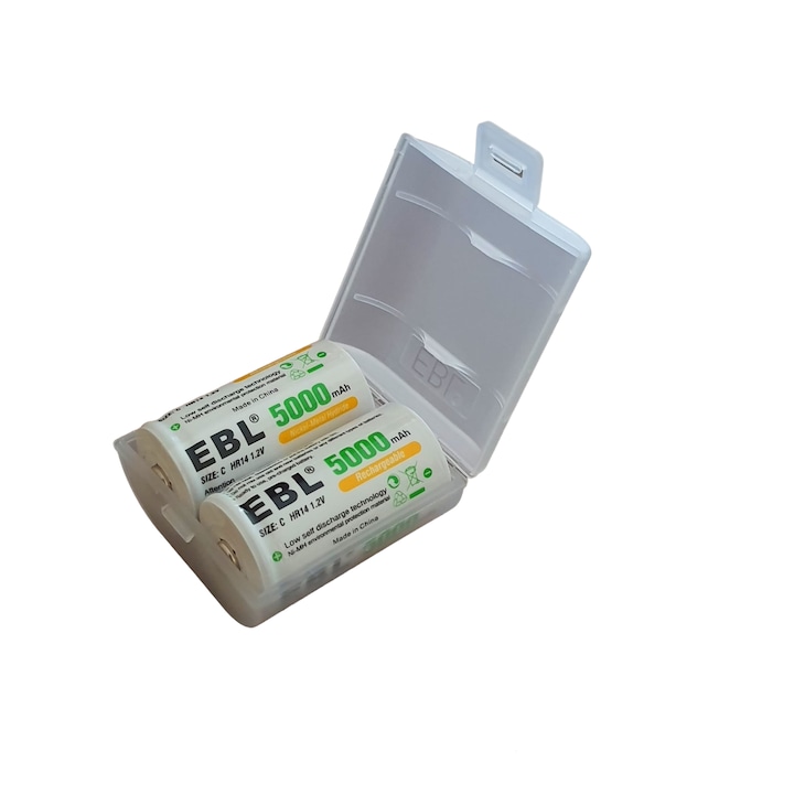 Set 2 acumulatori profesionali C, 5000 mAh, Ni-Mh Ready to use - EBL